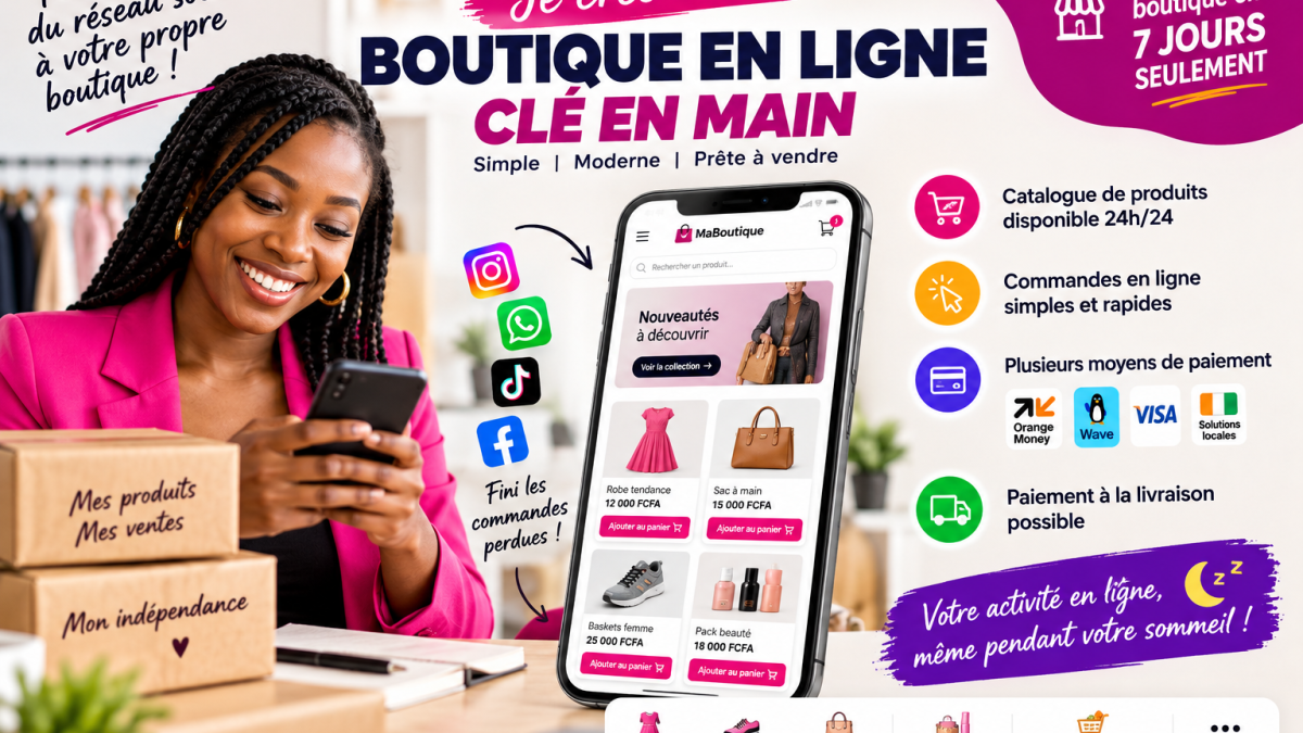 Je vais créer votre boutique en ligne avec paiement Mobile Money & VISA livré en 7 jours
