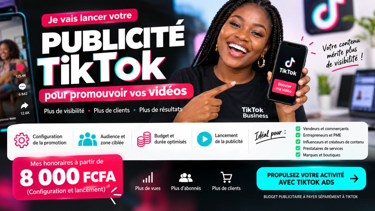 Je vais lancer votre publicité TikTok pour vendre vos produit ou booster votre compte