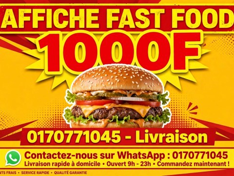 Affiche publicitaire pro a 1000f livraison 24h/ wattsapp 0170771045