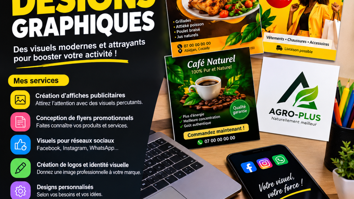 Je vais 🎨 Creer de designs professionnels, affiches publicitaires et flyer