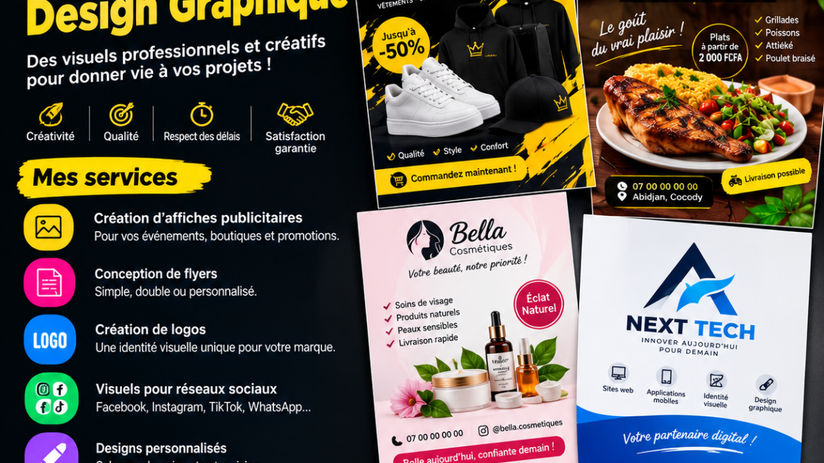 Je vais 🎨 Creer de designs professionnels, affiches publicitaires et flyer