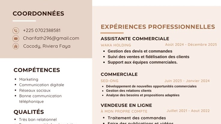 Je vais vous créer de CV professionnels, modernes et personnalisés